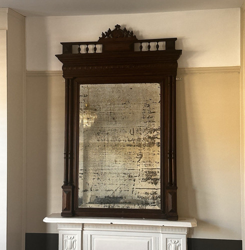 Antique overmantle mirror - antique,