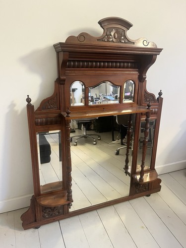 Carved wood overmantle - carved, wall