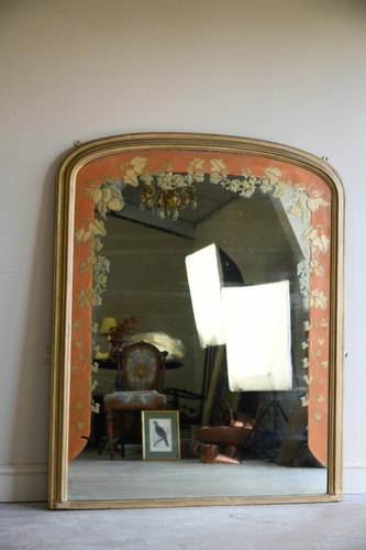 Antique gilt overmantle mirror - gilt,