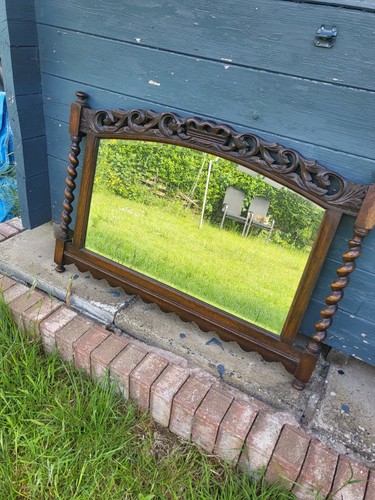 English oak over mantle mirror - oak,