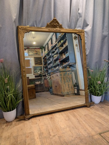 Antique overmantle gold mirror