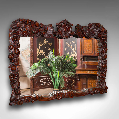 Antique overmantle mirror - antique,