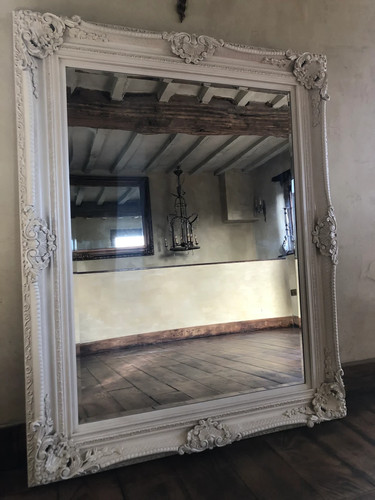 Antique white ornate cream - white,