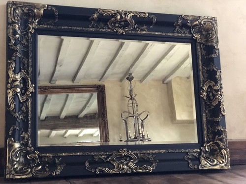 Matt black large overmantle - matt,