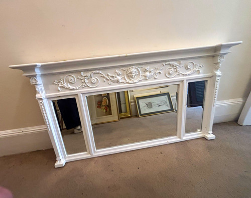 Ornate white overmantle wall - ornate,